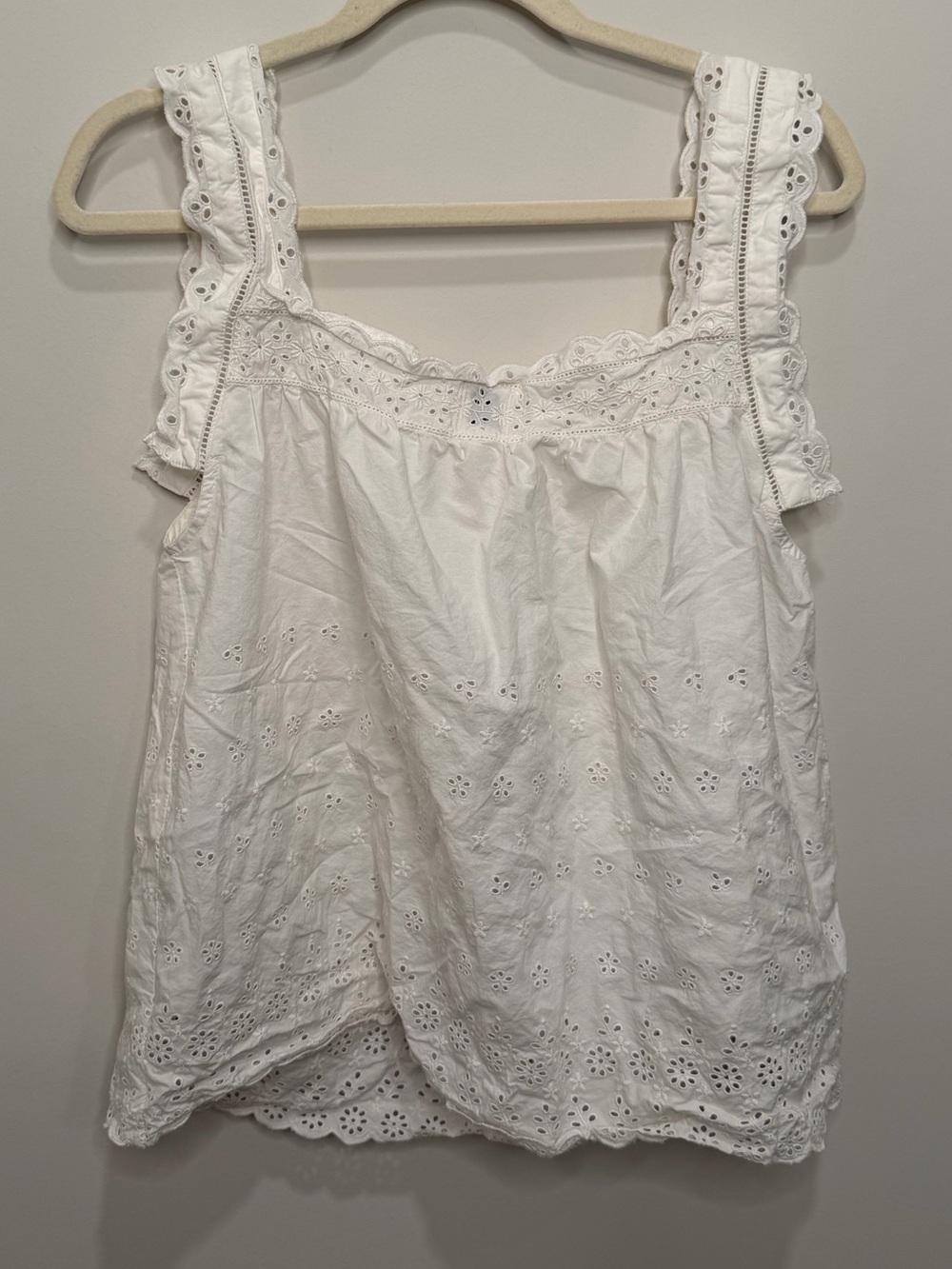 Gap x DOEN White Eyelet Embroidered Cotton Tank Top Womens Large S/784254-00 - Picture 5 of 5